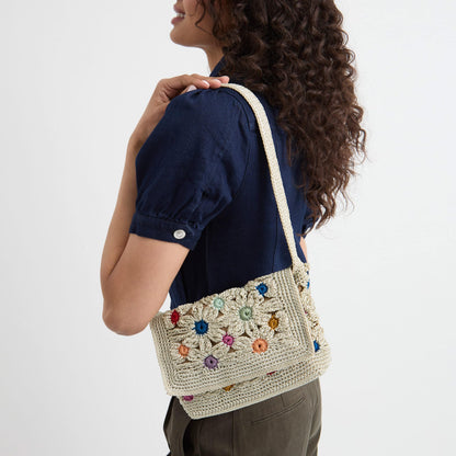 The Sak Marlow Flap Shoulder Bag - Hand Crochet - Natural Multi Flowers