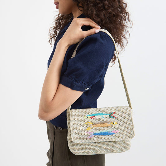 The Sak Marlow Flap Shoulder Bag - Hand Crochet - Sardines