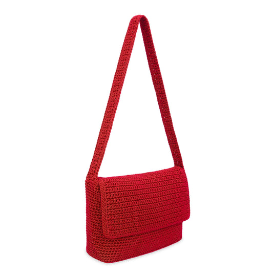 The Sak Marlow Flap Shoulder Bag - Hand Crochet - Scarlet