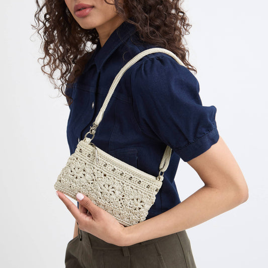 The Sak Vita Convertible Wristlet - Hand Crochet - Natural Medallion