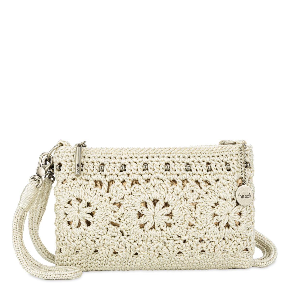 The Sak Vita Convertible Wristlet - Hand Crochet - Natural Medallion