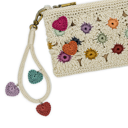 The Sak Vita Convertible Wristlet - Hand Crochet - Natural Multi Flowers