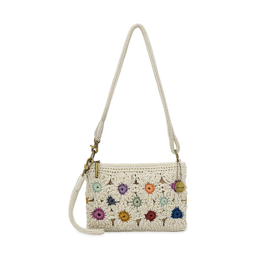 The Sak Vita Convertible Wristlet - Hand Crochet - Natural Multi Flowers