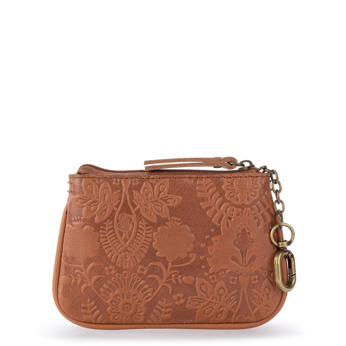 The Sak Cypress Small Card Wallet - Leather - Tobacco Floral Embossed