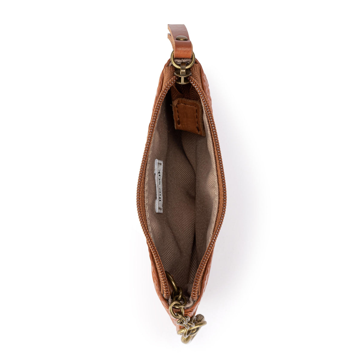 The Sak Cypress Small Card Wallet - Leather - Tobacco Floral Embossed