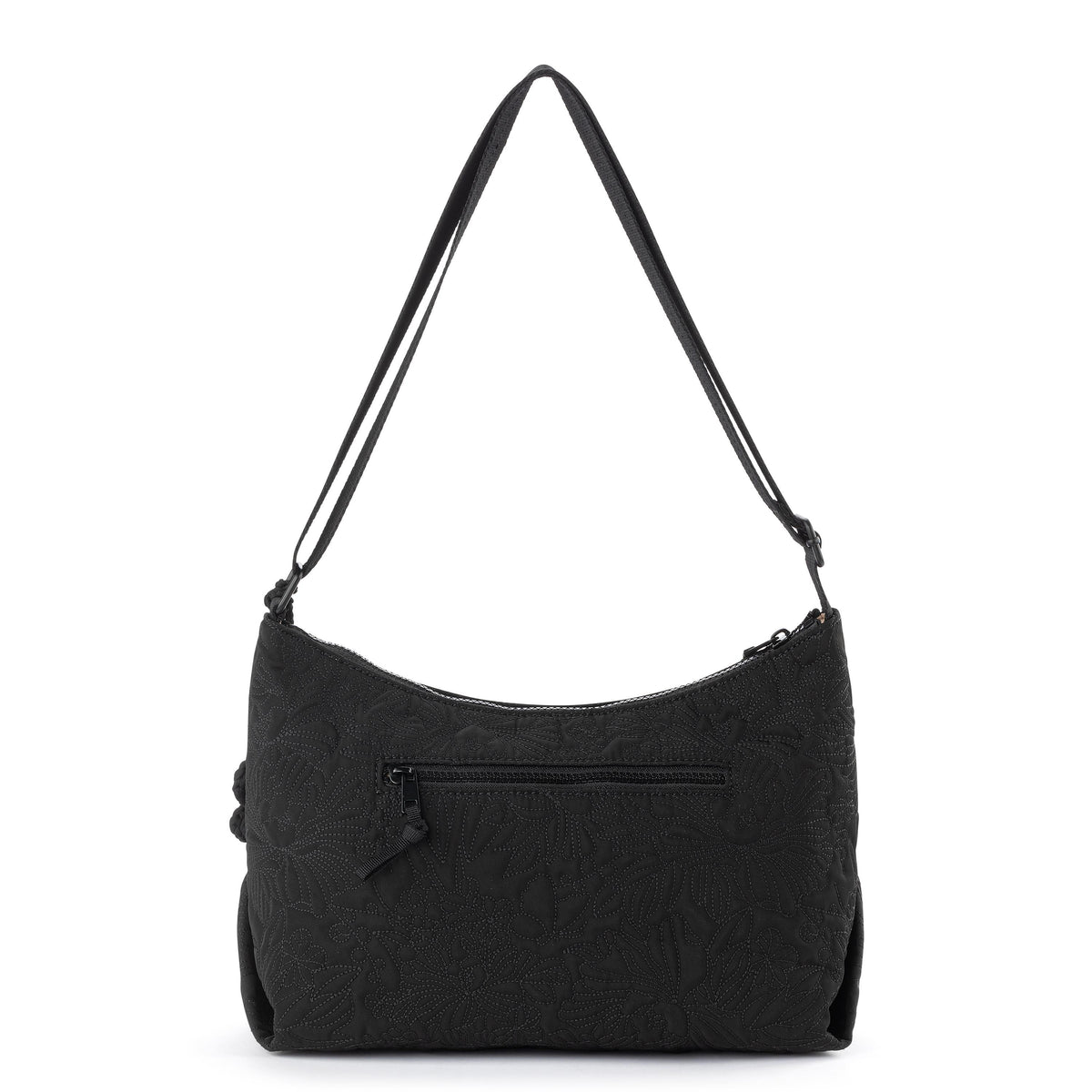 Sakroots Banyan Hobo - EcoTwill - Black Flower Blossom Quilted