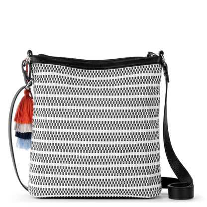 Sakroots Banyan Basic Crossbody - Straw - Black and White Woven