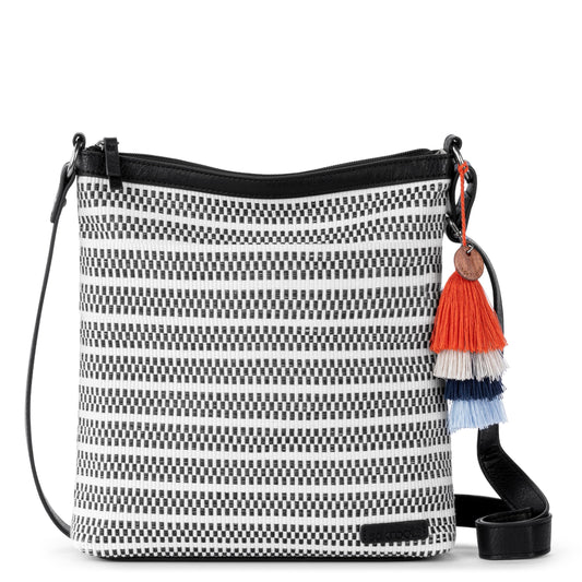 Sakroots Banyan Basic Crossbody - Straw - Black and White Woven
