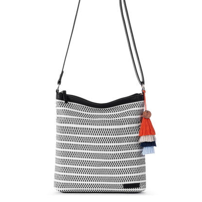 Sakroots Banyan Basic Crossbody - Straw - Black and White Woven