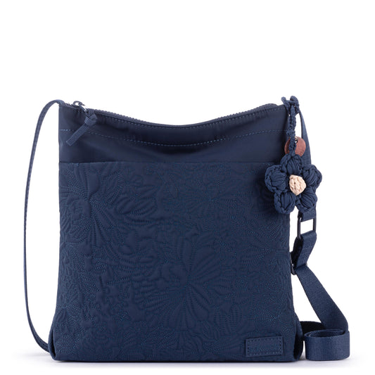 Sakroots Banyan Basic Crossbody - EcoTwill - Navy Flower Blossom Quilted