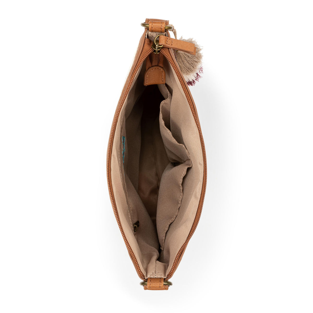 Sakroots Banyan Basic Crossbody - Straw - Tobacco Batik Woven