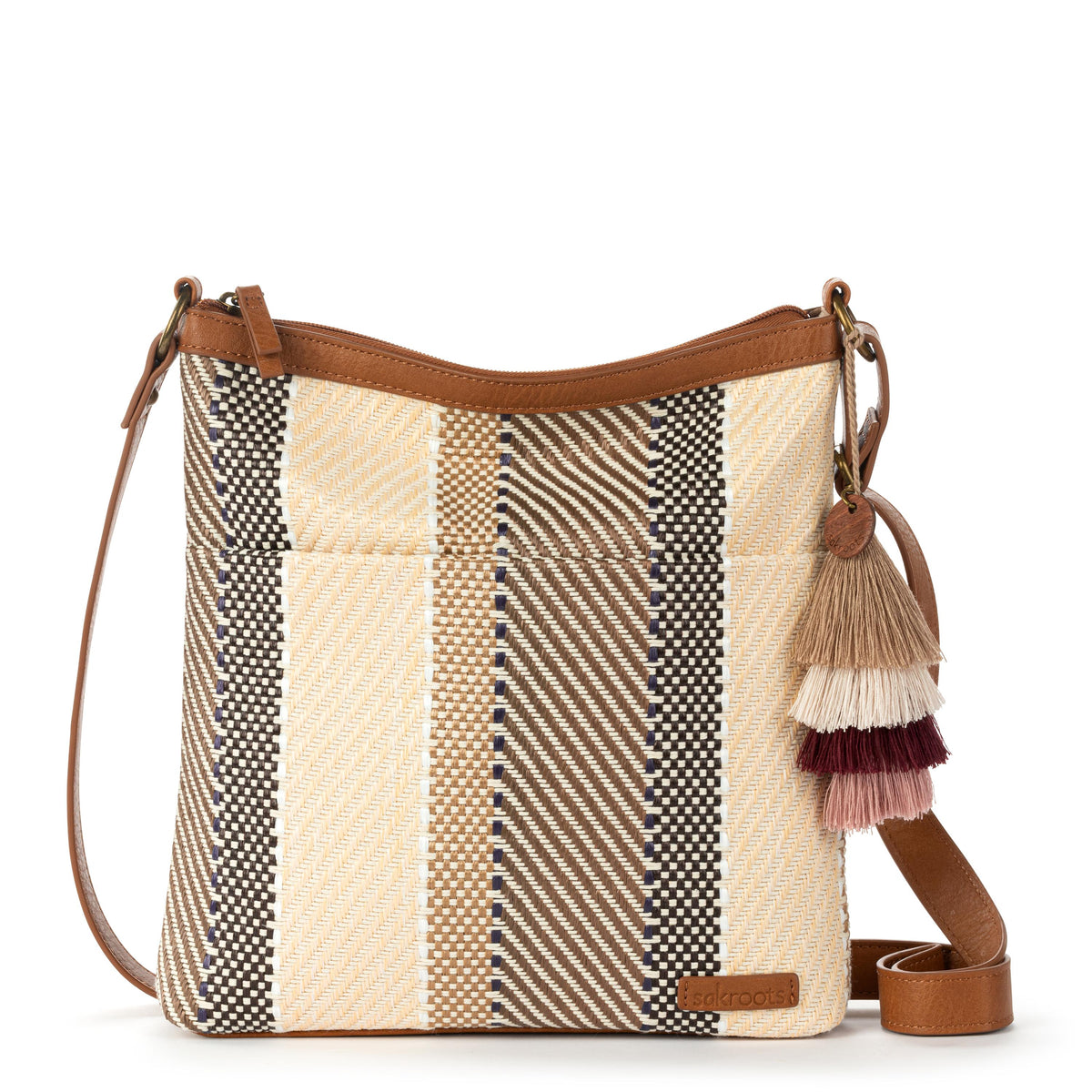 Sakroots Banyan Basic Crossbody - Straw - Tobacco Batik Woven