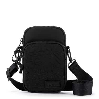 Sakroots Koa Smartphone Crossbody - EcoTwill - Black Flower Blossom Quilted