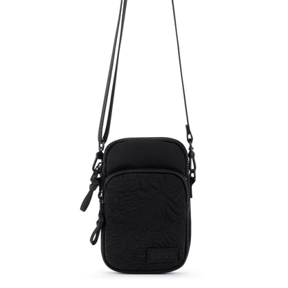 Sakroots Koa Smartphone Crossbody - EcoTwill - Black Flower Blossom Quilted