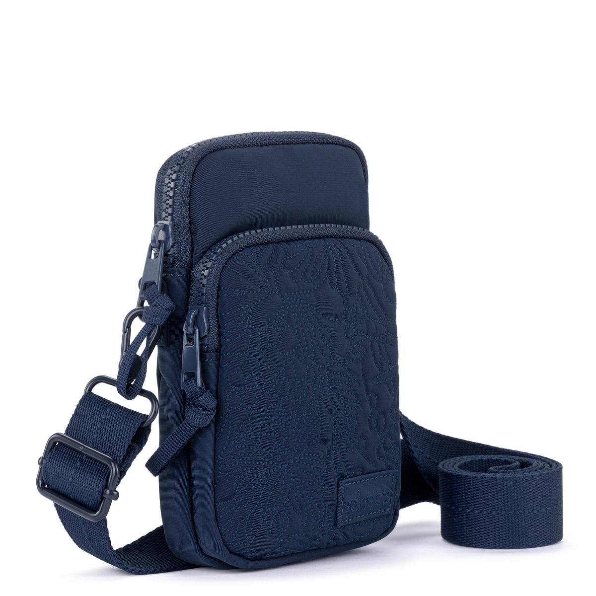 Sakroots Koa Smartphone Crossbody - EcoTwill - Navy Flower Blossom Quilted
