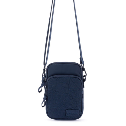 Sakroots Koa Smartphone Crossbody - EcoTwill - Navy Flower Blossom Quilted
