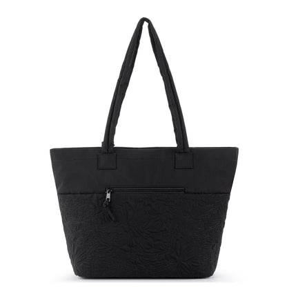 Sakroots Banyan Shoulder Tote - EcoTwill - Black Flower Blossom Quilted