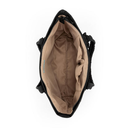 Sakroots Banyan Shoulder Tote - EcoTwill - Black Flower Blossom Quilted
