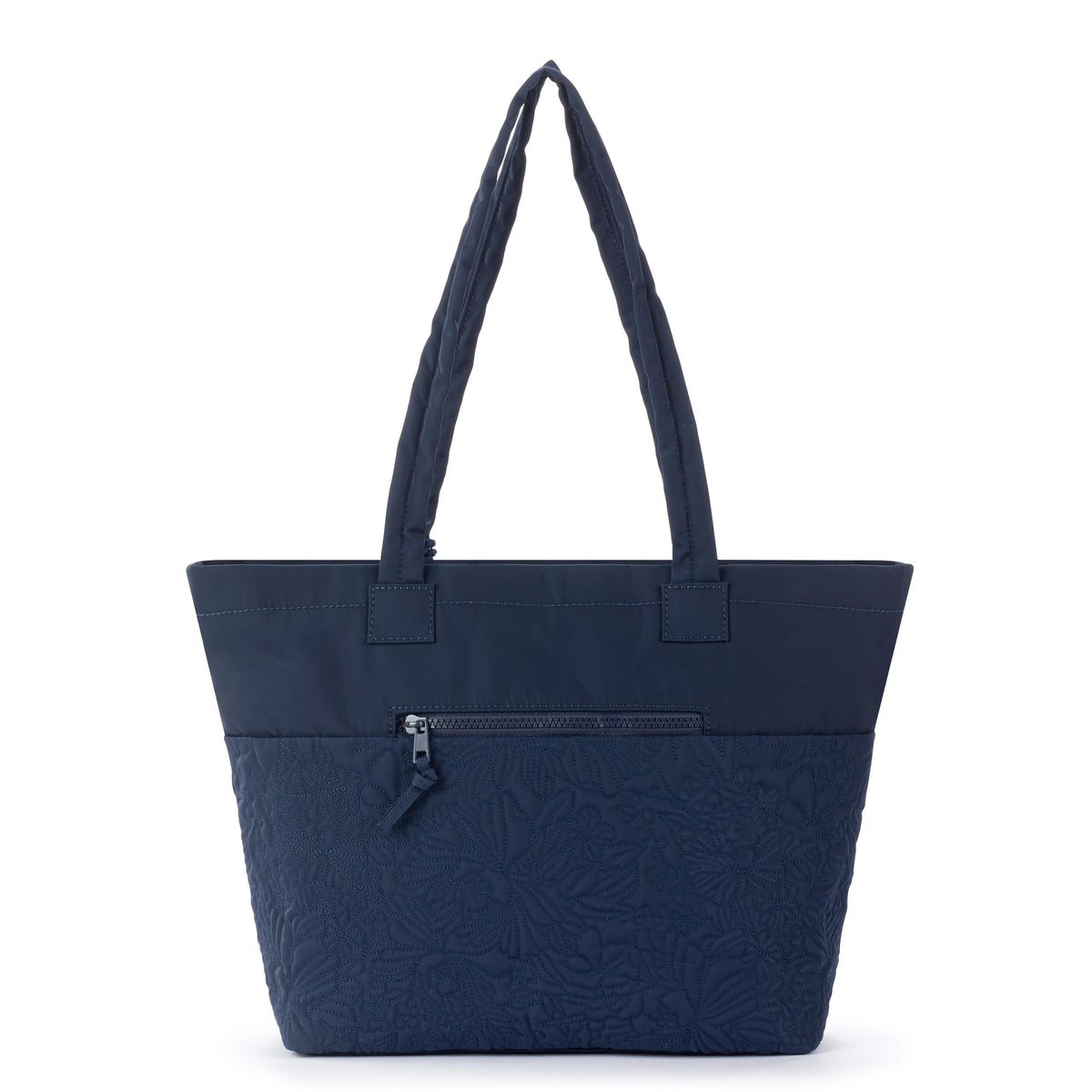 Sakroots Banyan Shoulder Tote - EcoTwill - Navy Flower Blossom Quilted
