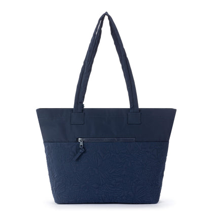 Sakroots Banyan Shoulder Tote - EcoTwill - Navy Flower Blossom Quilted