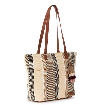 Sakroots Banyan Shoulder Tote - Straw - Tobacco Batik Woven