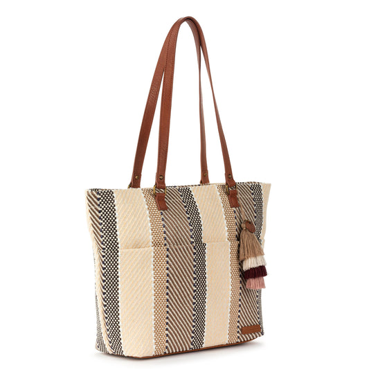 Sakroots Banyan Shoulder Tote - Straw - Tobacco Batik Woven
