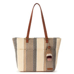 Sakroots Banyan Shoulder Tote - Straw - Tobacco Batik Woven