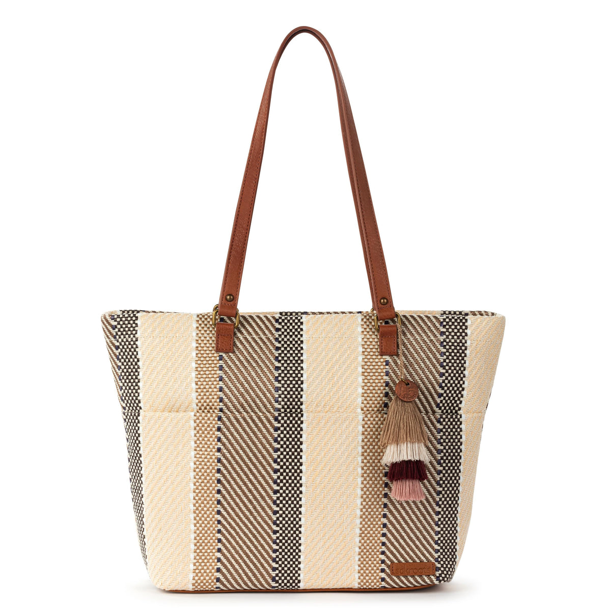 Sakroots Banyan Shoulder Tote - Straw - Tobacco Batik Woven