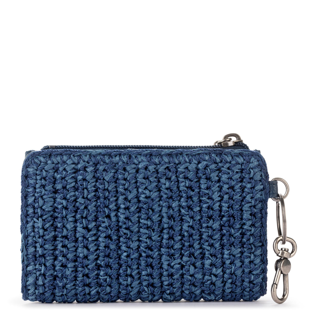 The Sak Encino Essential Wallet - Hand Crochet - Denim Tonal Straw