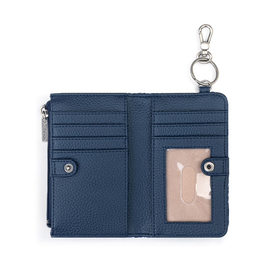 The Sak Encino Essential Wallet - Hand Crochet - Denim Tonal Straw