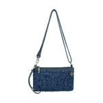 The Sak Vita Convertible Wristlet - Hand Crochet - Denim Tonal Straw