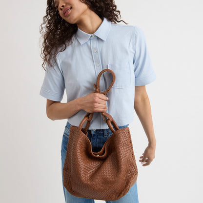 The Sak Los Feliz Medium Tote - Leather - Cognac Woven