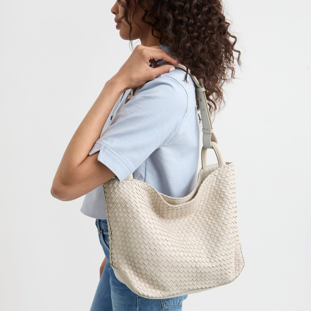 The Sak Los Feliz Medium Tote - Leather - Stone Woven