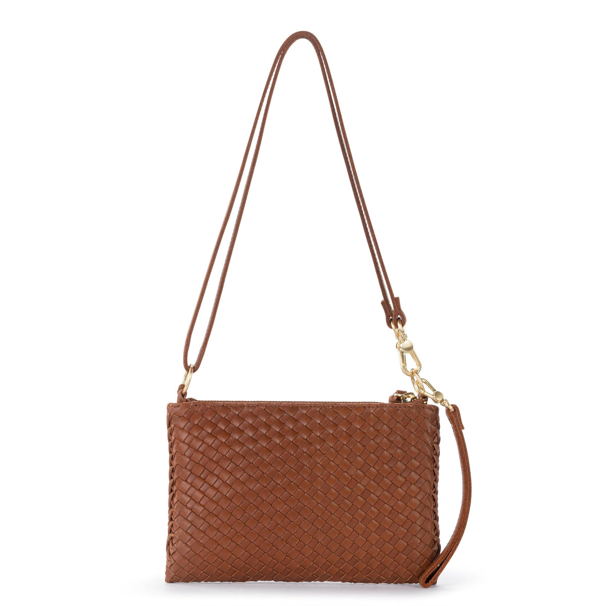 The Sak Vita Convertible Wristlet - Leather - Cognac Woven