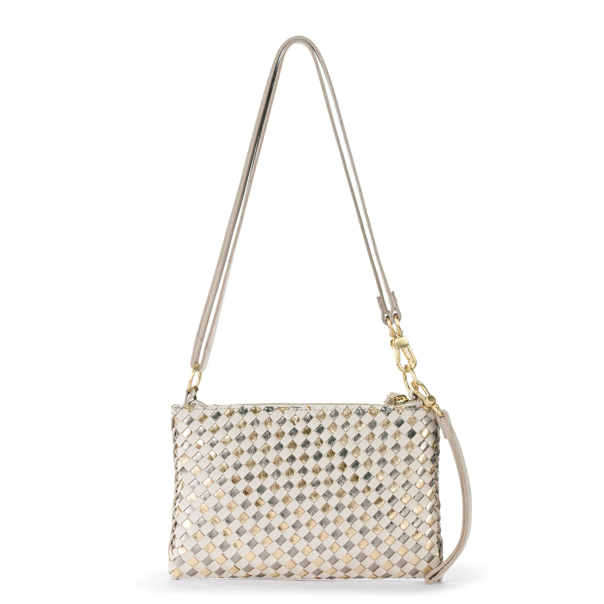 The Sak Vita Convertible Wristlet - Leather - Stone Metallic Woven