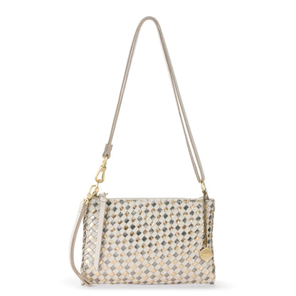 The Sak Vita Convertible Wristlet - Leather - Stone Metallic Woven