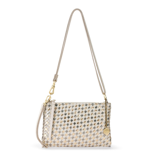 The Sak Vita Convertible Wristlet - Leather - Stone Metallic Woven