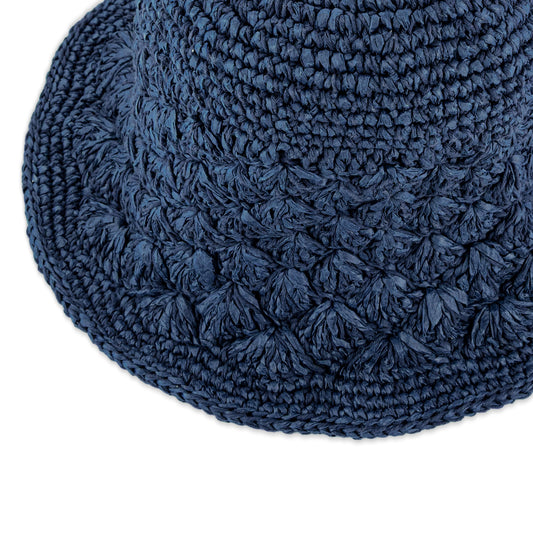 The Sak Lanie Bucket Hat - Hand Crochet - Denim Shell