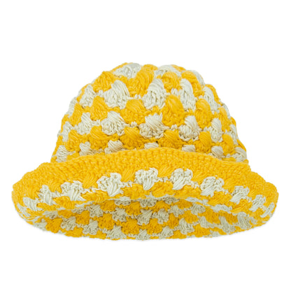 The Sak Lanie Bucket Hat - Hand Crochet - Lemon Drop Shell