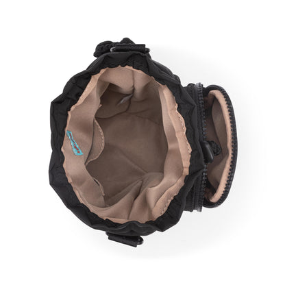 Sakroots Banyan Drawstring Crossbody - EcoTwill - Black Flower Blossom Quilted