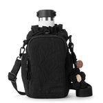Sakroots Banyan Drawstring Crossbody - EcoTwill - Black Flower Blossom Quilted