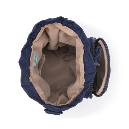 Sakroots Banyan Drawstring Crossbody - EcoTwill - Navy Flower Blossom Quilted