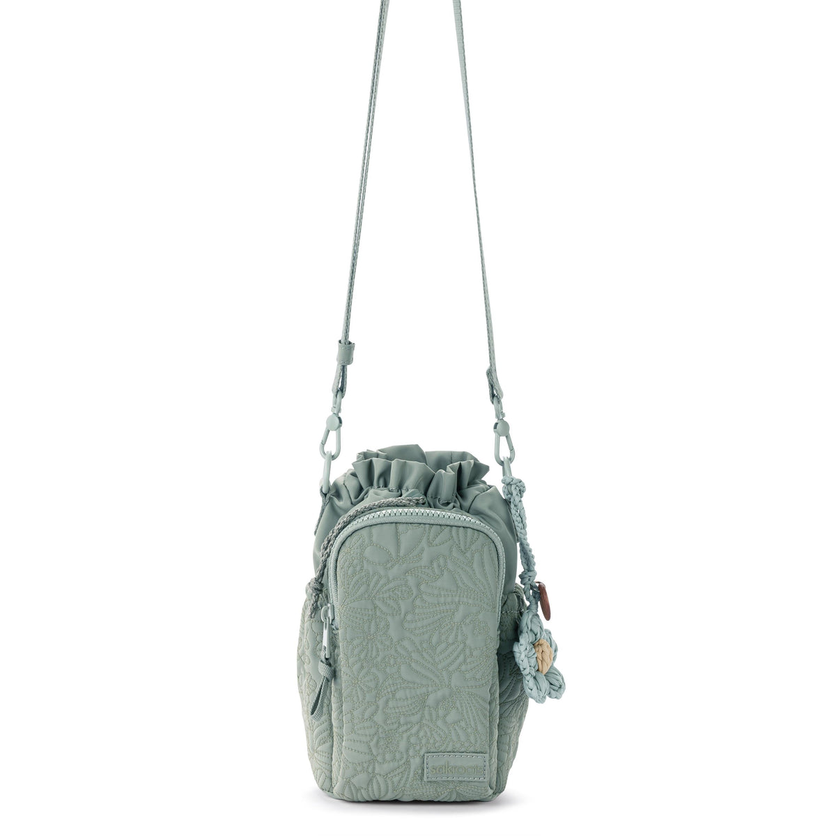 Sakroots Banyan Drawstring Crossbody - EcoTwill - Sage Flower Blossom Quilted