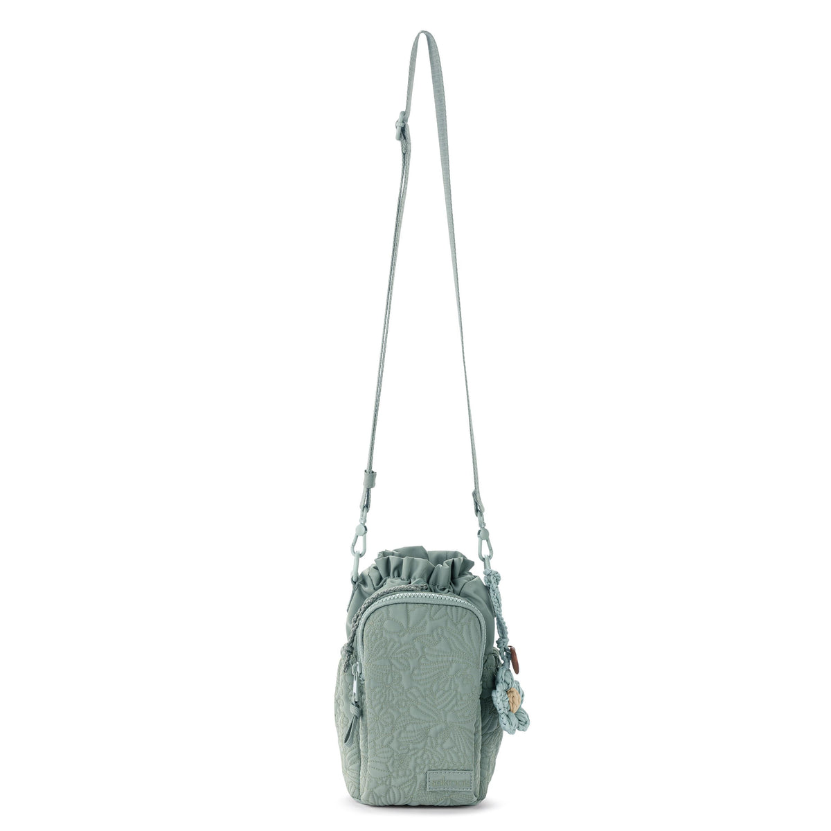 Sakroots Banyan Drawstring Crossbody - EcoTwill - Sage Flower Blossom Quilted