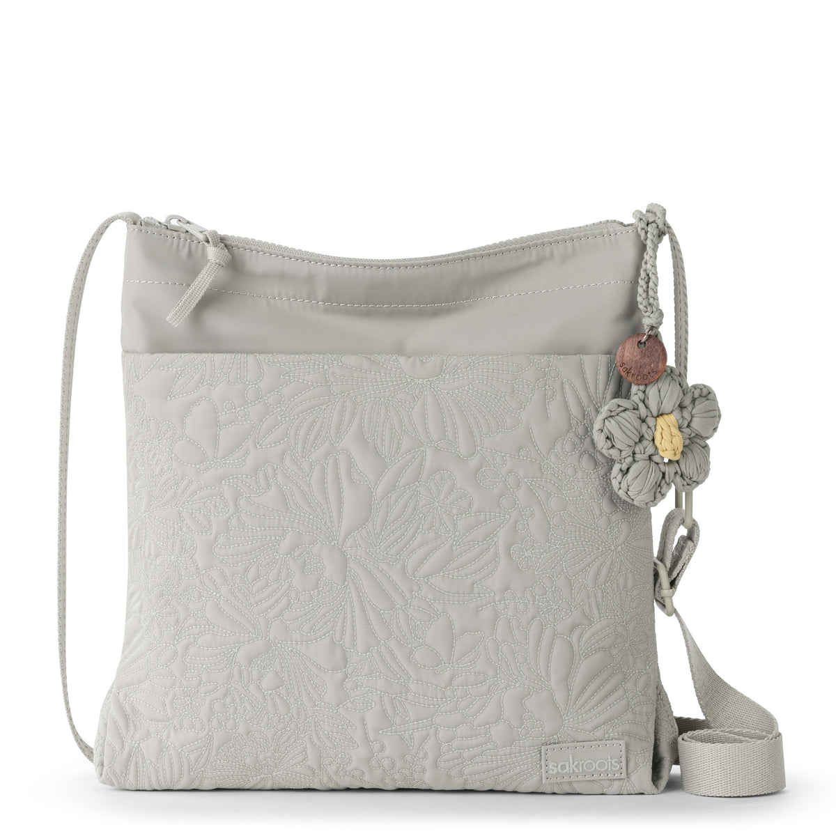 Sakroots Banyan Basic Crossbody - EcoTwill - Pebble Flower Blossom Quilted