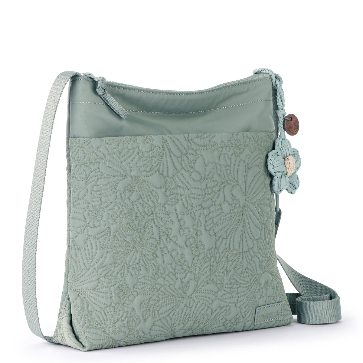 Sakroots Banyan Basic Crossbody - EcoTwill - Sage Flower Blossom Quilted