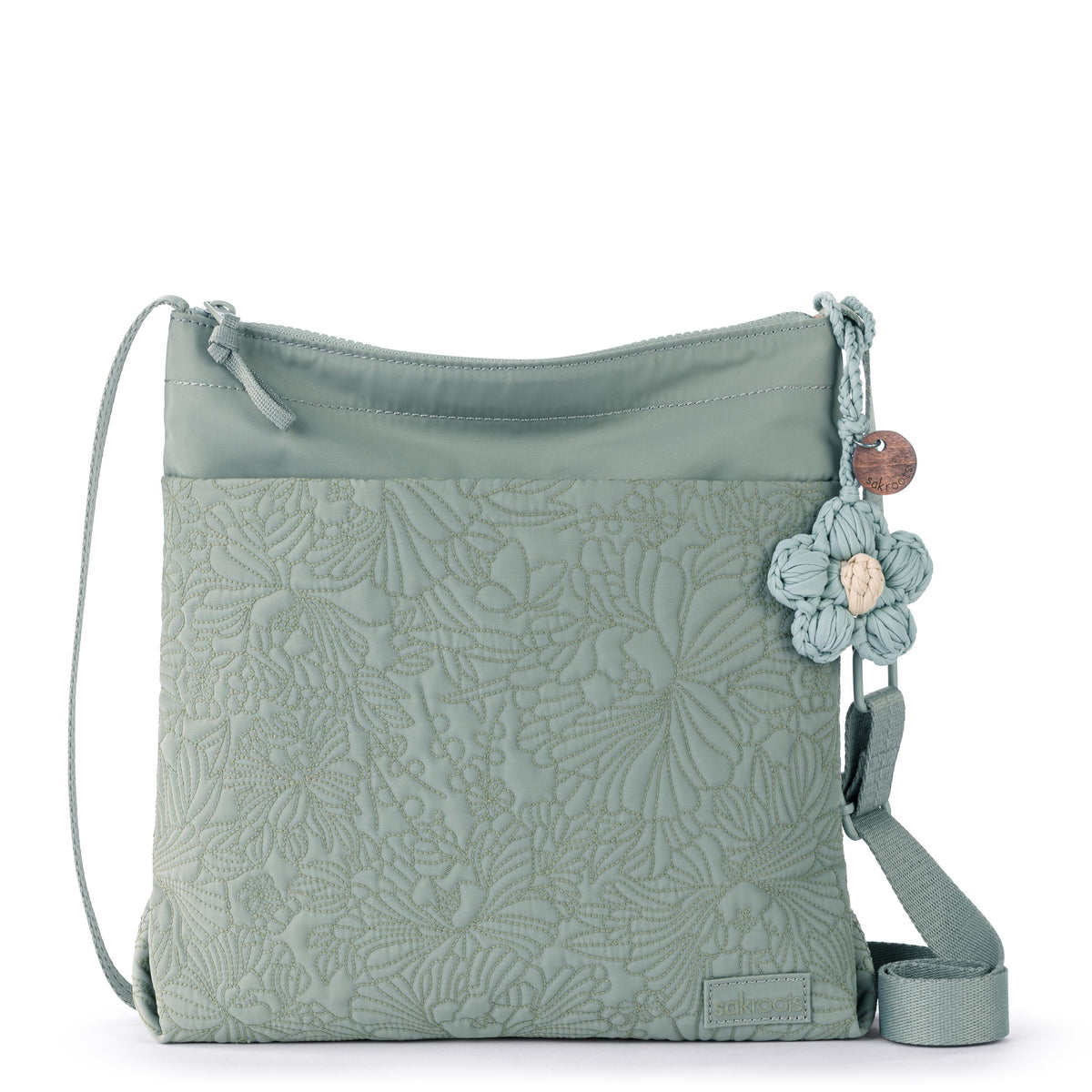 Sakroots Banyan Basic Crossbody - EcoTwill - Sage Flower Blossom Quilted