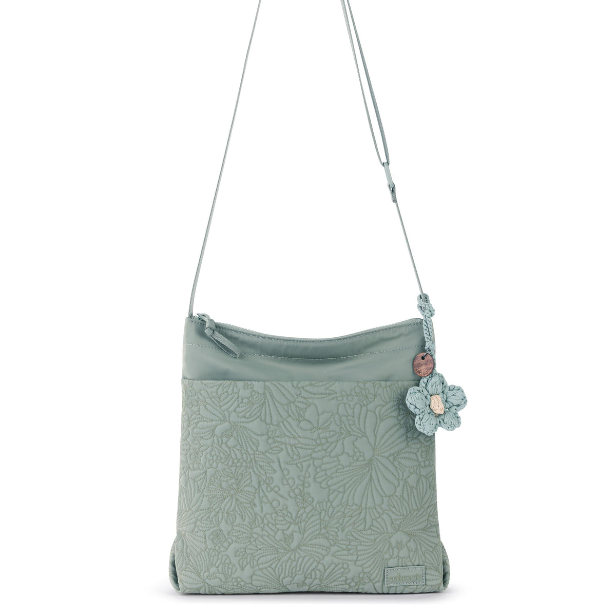 Sakroots Banyan Basic Crossbody - EcoTwill - Sage Flower Blossom Quilted