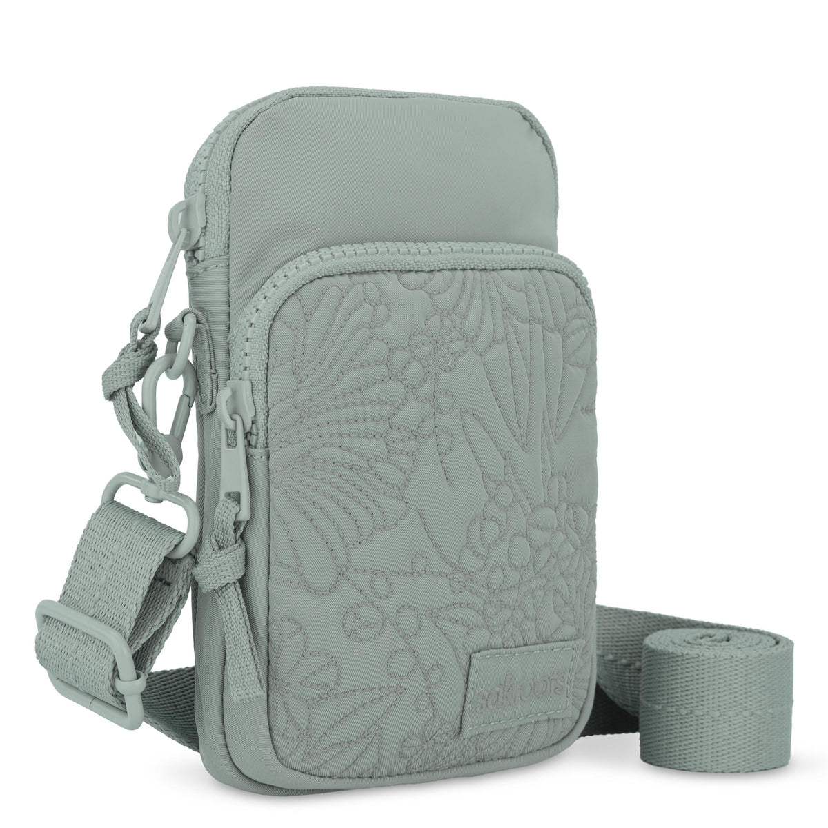 Sakroots Koa Smartphone Crossbody - EcoTwill - Sage Flower Blossom Quilted