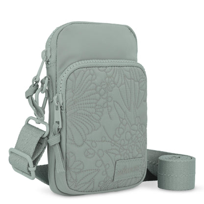 Sakroots Koa Smartphone Crossbody - EcoTwill - Sage Flower Blossom Quilted